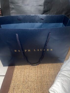 Ralph Lauren Navy Paper Shopping Bag with Gold Logo